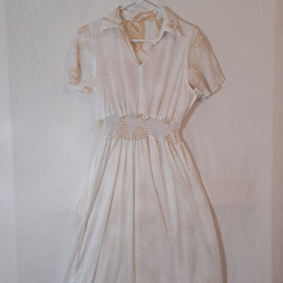NWT Anthropologie Kindred Petite Women's Maxi Dress White Embroidery Size PL - Picture 13 of 16